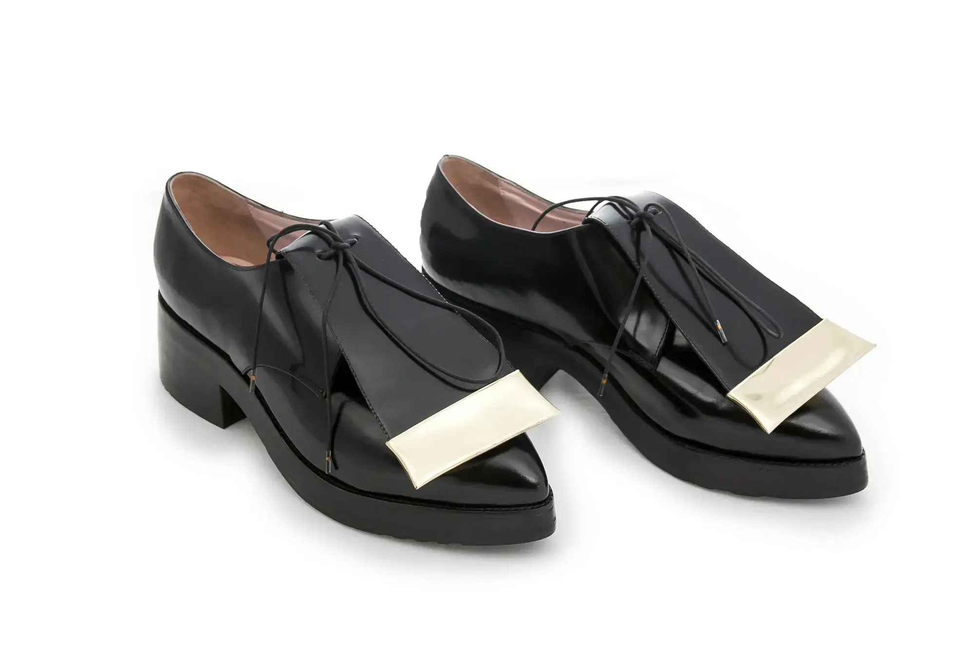 Black Patent Derbies, the pair side by side