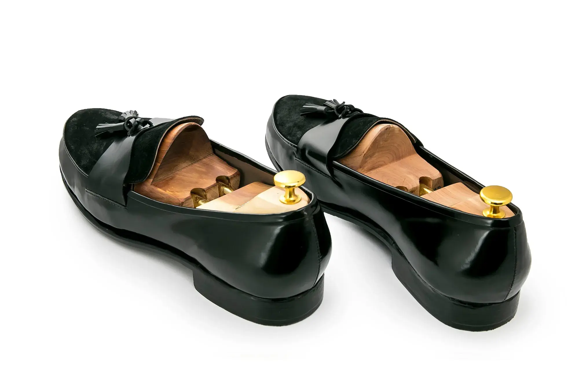 Black Tassel Loafers, seen from behind