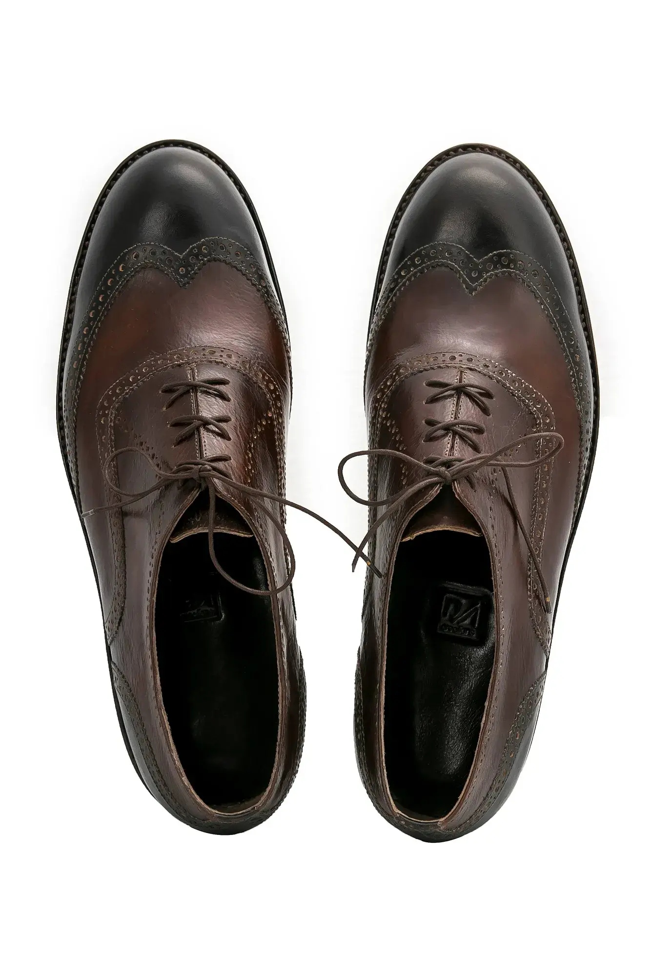 Brown and Black Brogues, seen from above