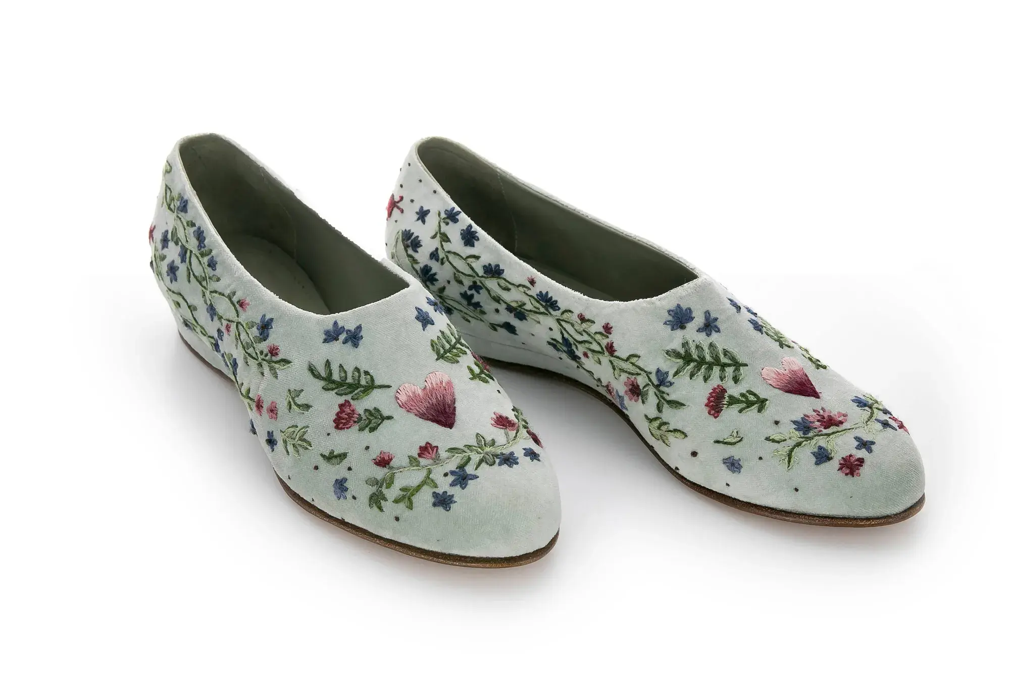 Floral Embroidered Flats, the pair side by side