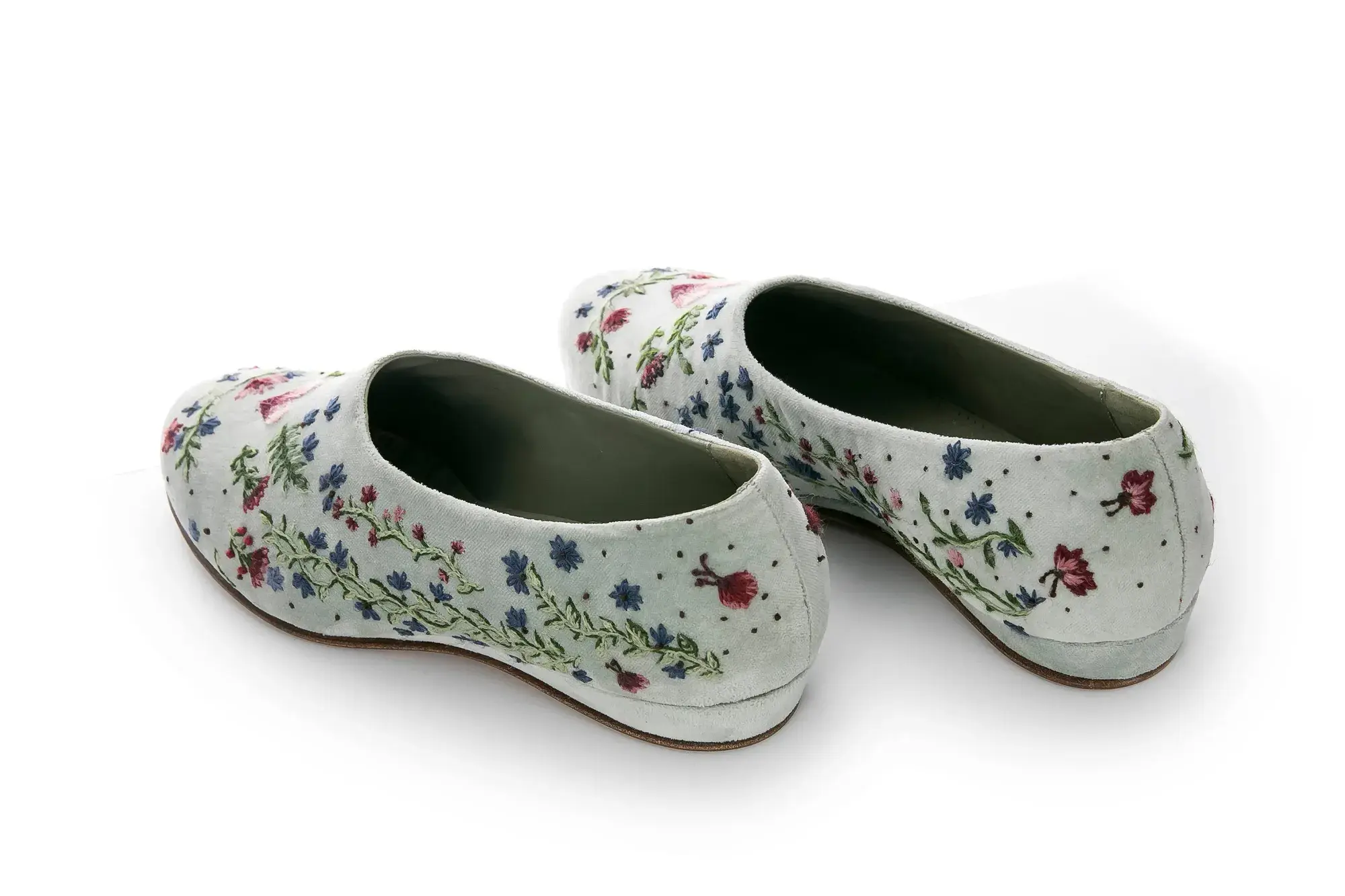 Floral Embroidered Flats, seen from behind