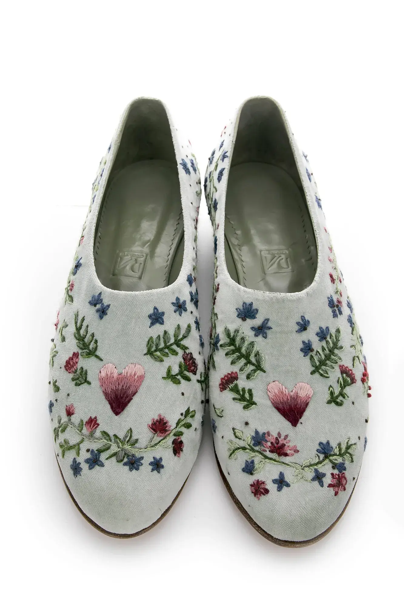 Floral Embroidered Flats, seen from above