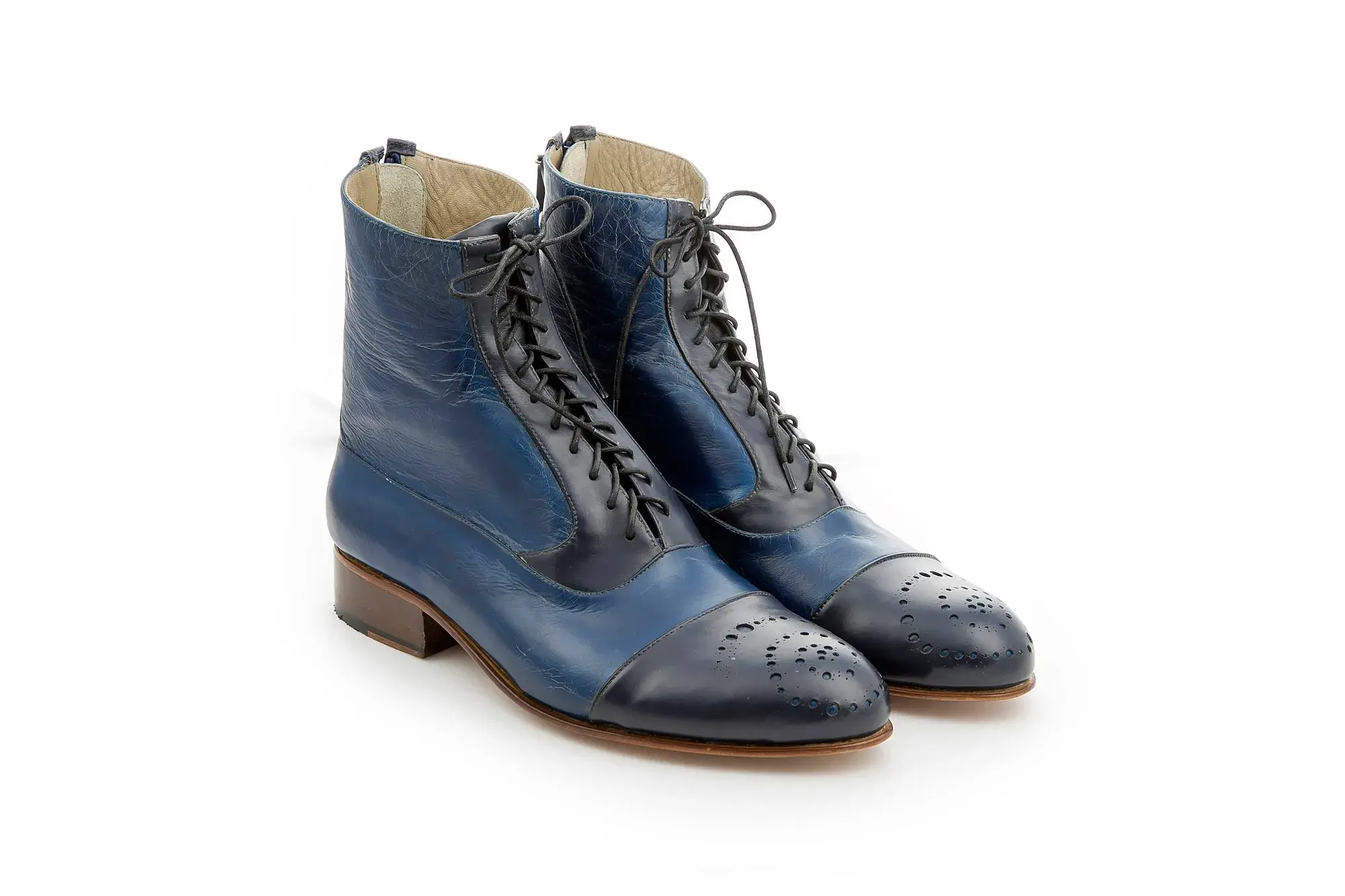 Navy Capped Boots, the pair side by side