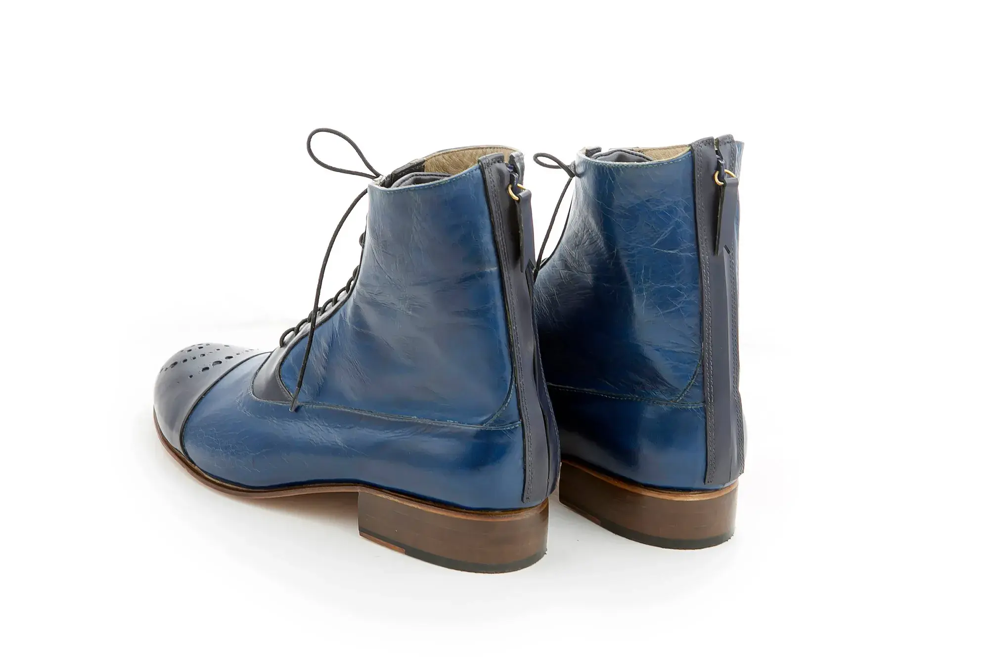 Navy Capped Boots, seen from behind