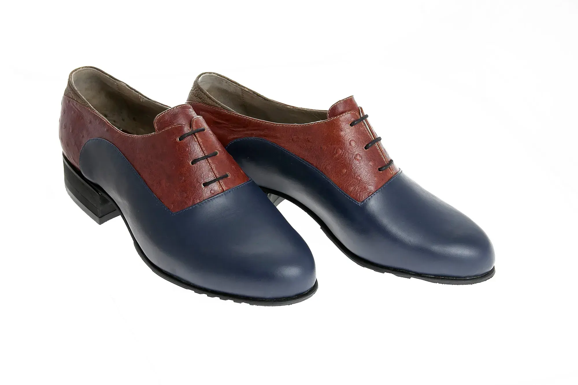 Navy and Rust Oxfords, the pair side by side