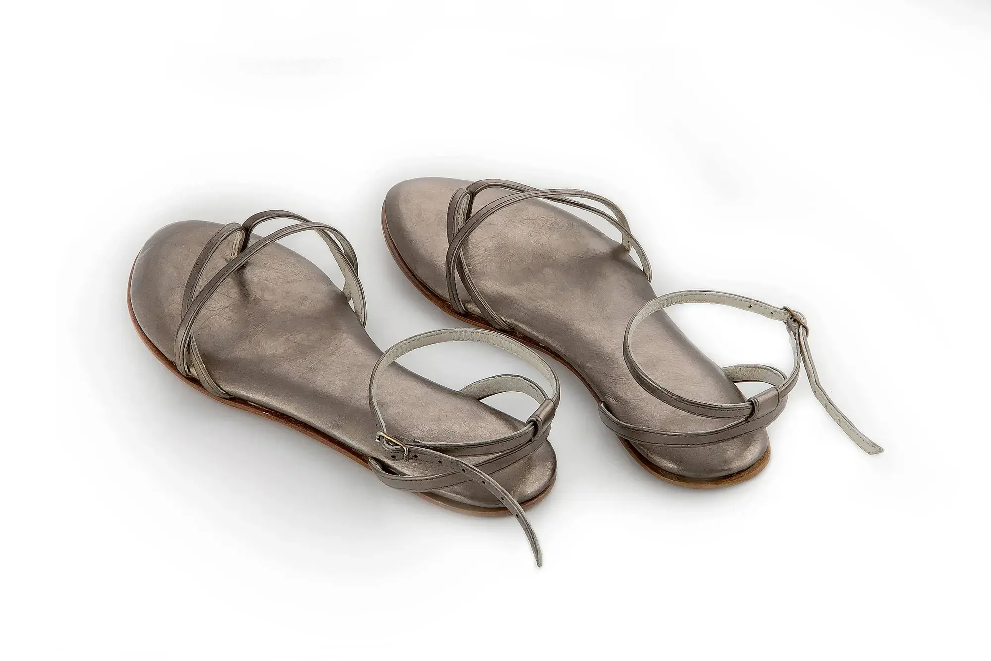Pewter Sandals, the pair side by side