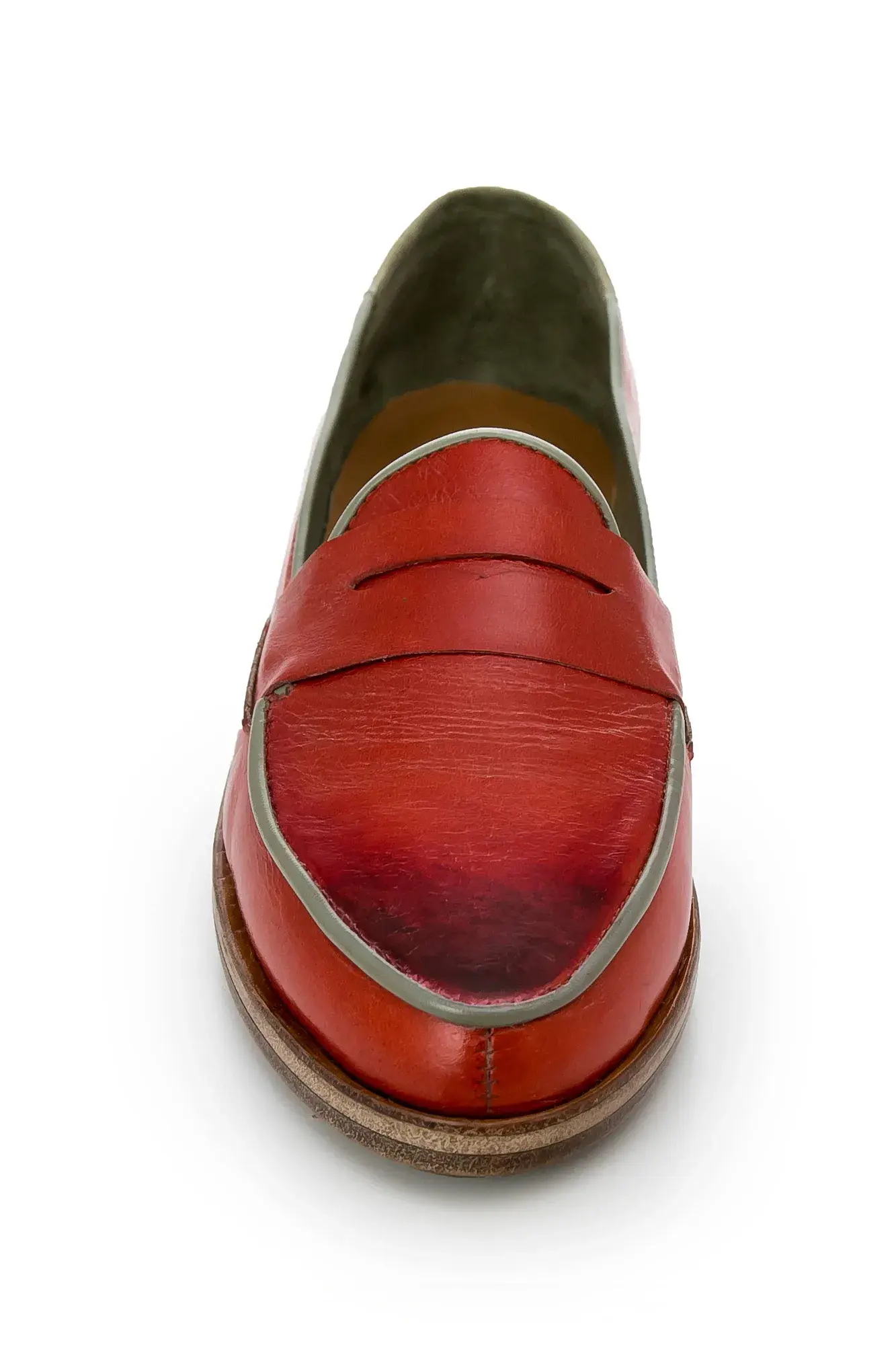 Red Penny Loafers, seen from the front