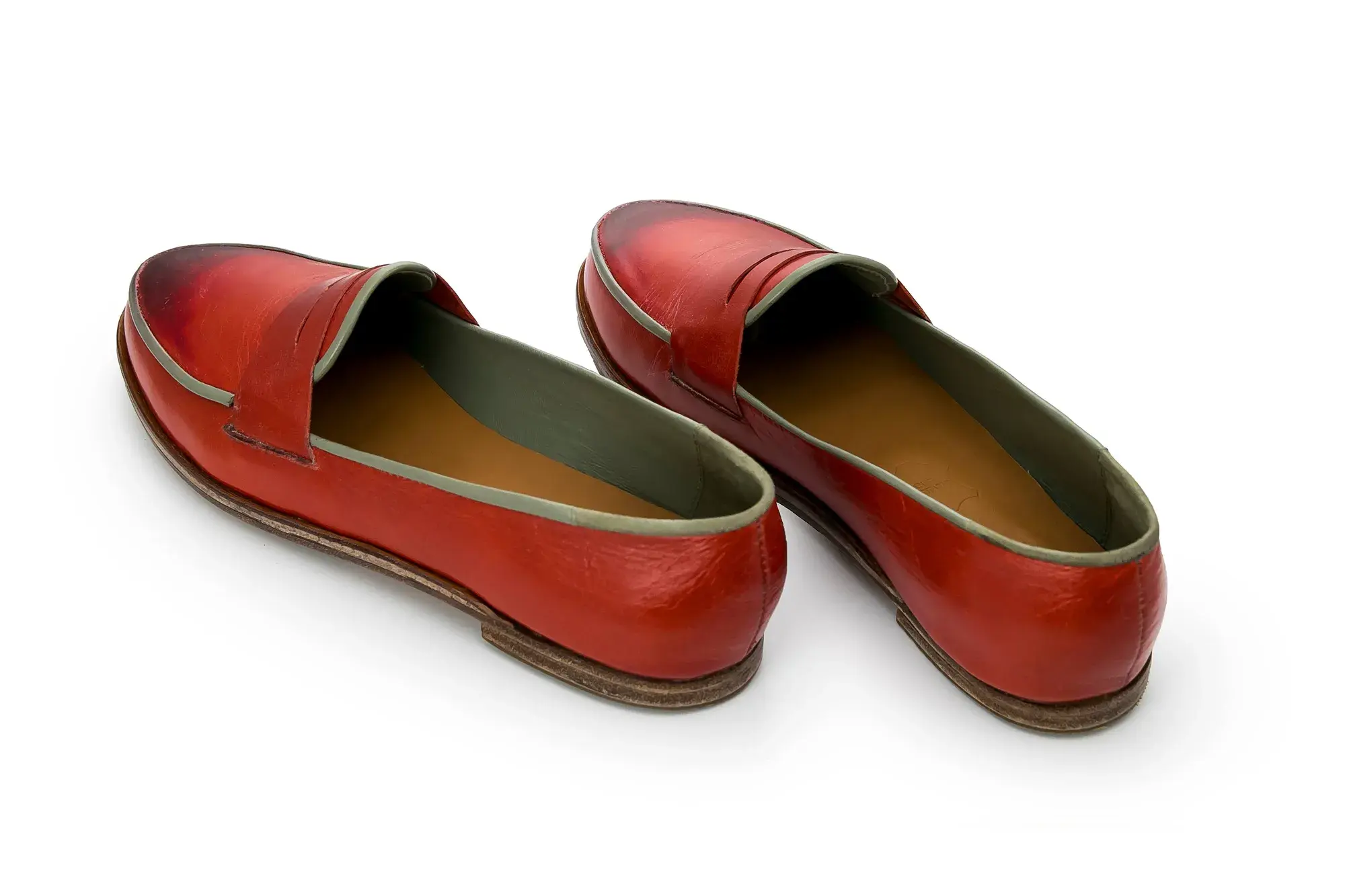 Red Penny Loafers, the pair side by side