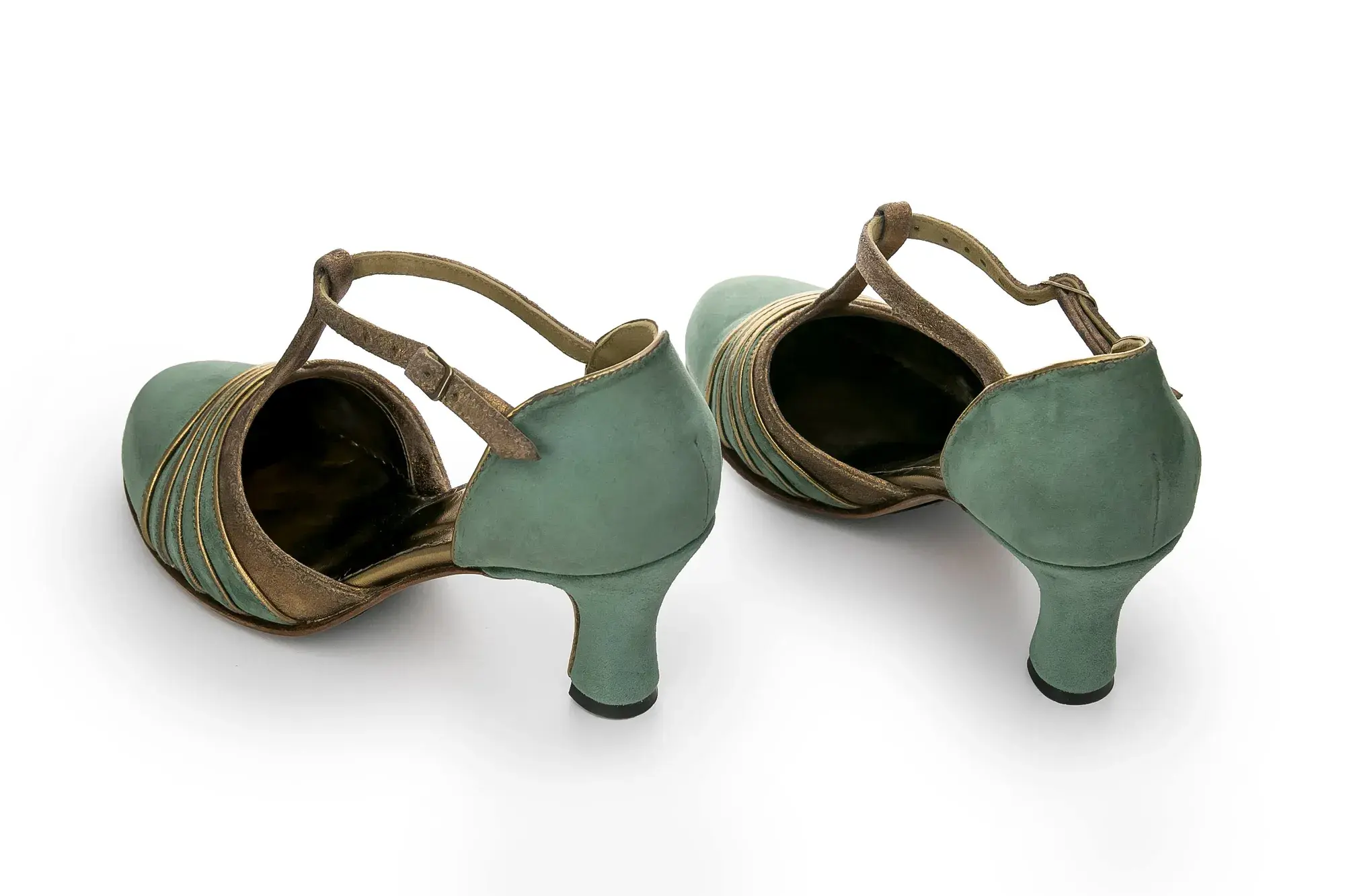Sage T-bar Heels, seen from behind at an angle