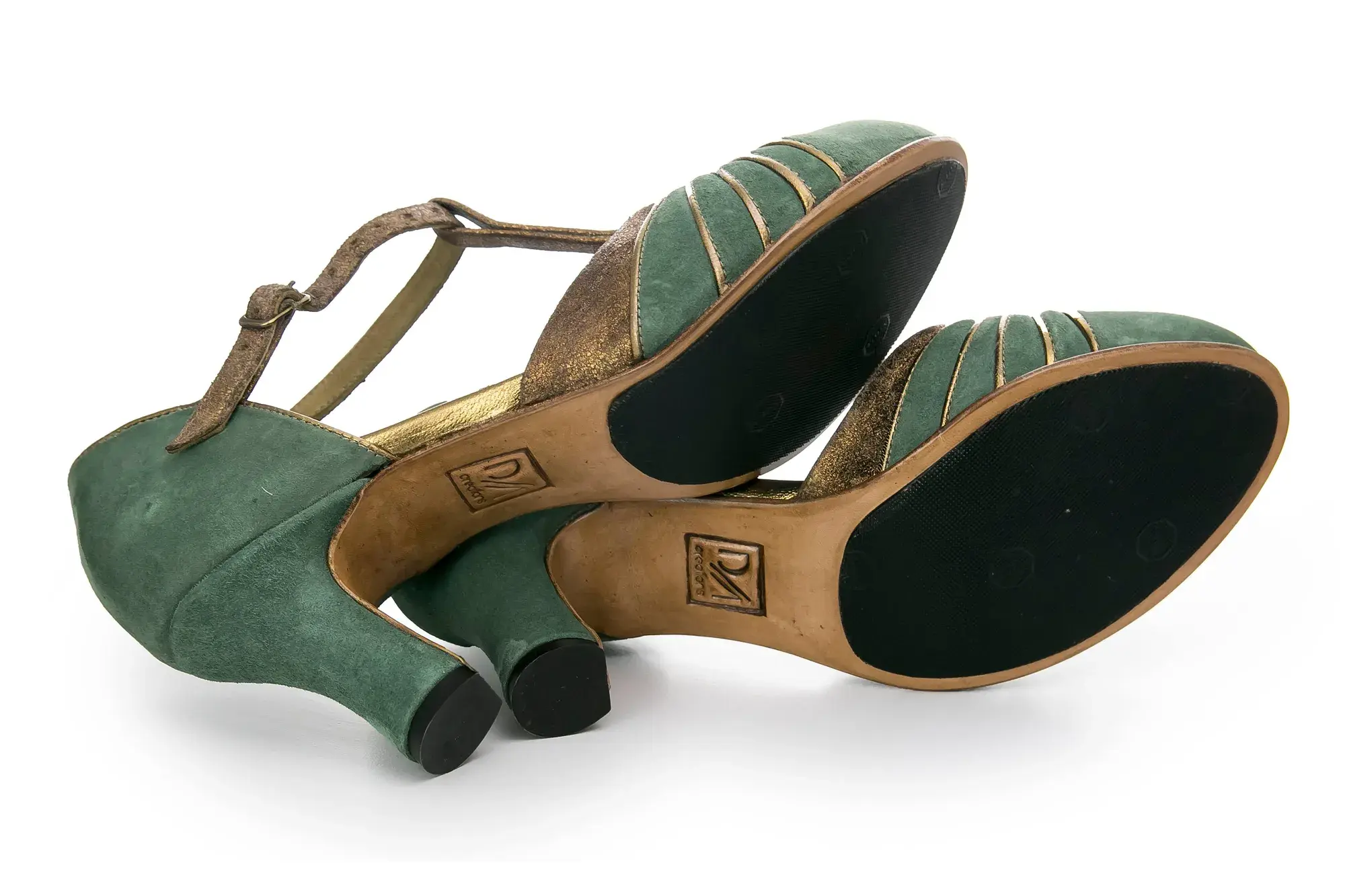The soles of the sage T-bar heels